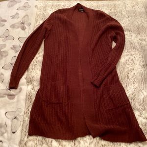 Long Maroon Cardigan Sweater 3X